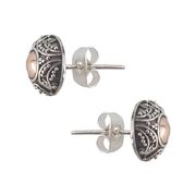 Cercei argint rotunzi cu auriu rose