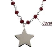 Lant argint, stil rozariu, cu stelute si coral