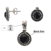 Set argint Ina, cercei si pandantiv, cu onix negru