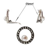 Set argint Monique cu marcasite si perle de cultura