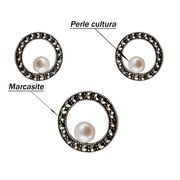 Set argint Monique cu marcasite si perle de cultura