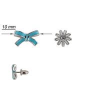 Cercei argint copii asimetrici funda si floare