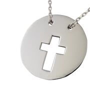 Lant argint cu banut decupat in forma de cruce