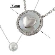 Lant argint cu pandantiv rotund sidefat