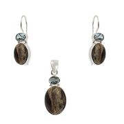 Set argint cu labradorit si aquamarin Vera