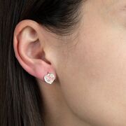 Cercei argint copii inima cu email roz