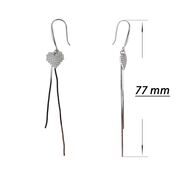 Cercei lungi din argint cu inima din zirconii