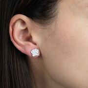 Cercei argint silver paws cu zirconii albe