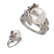 Inel argint perla floare Aylina marimea 51