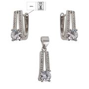 Set argint elegant cu zirconii albe Cyntia