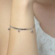 Bratara argint dubla zirconiu fucsia Nihan