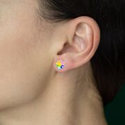 Cercei argint copii rainbow flower