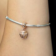 Talisman argint frunze auriu rose