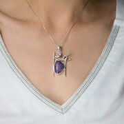 Pandantiv argint turcoaz purpuriu si ametiste