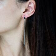 Cercei lungi cu cerculete argintii