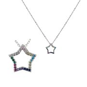 Lant argint cu pandantiv stea colorata