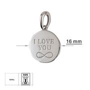 Pandantiv argint banut I love you