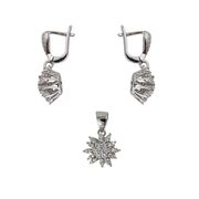 Set argint elegant flori cu zirconii Fay