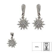 Set argint elegant flori cu zirconii Fay