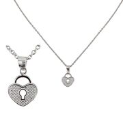 Set argint Forever in my heart cu zirconii albe