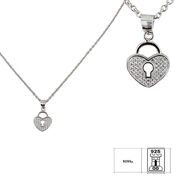 Set argint Forever in my heart cu zirconii albe