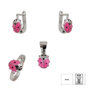 Set argint copii bucuruze roz Ladybug