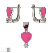 Set argint copii inimioare roz Mimi