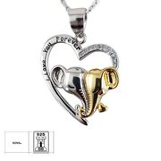 Lant argint bicolor cu elefanti Love
