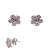 Cercei argint floare roz Olivia