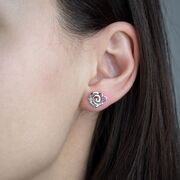 Cercei argint trandafir roz Lea