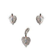 Set argint frunze cu zirconii colorate  Feuilles
