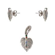 Set argint frunze cu zirconii colorate  Feuilles