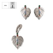Set argint frunze cu zirconii colorate  Feuilles