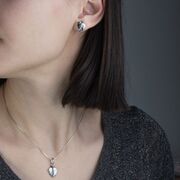 Set argint frunze cu zirconii colorate  Feuilles