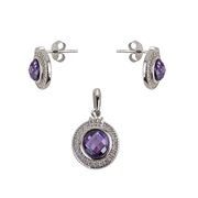 Set argint elegant cu zirconii mov Misha