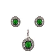 Set argint elegant cu zirconii verzi Reya