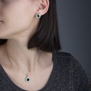 Set argint elegant cu zirconii verzi Reya