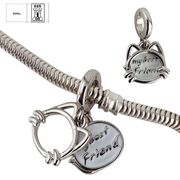 Talisman argint pisicuta cu email alb