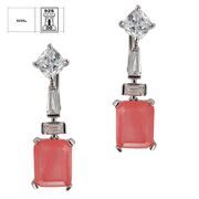 Cercei argint eleganti Thia cu zirconiu coral