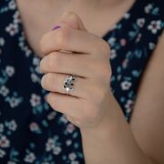 Inel argint frunza cu onix negru Thia marimea 51