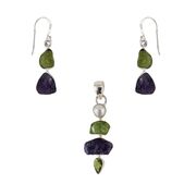 Set argint ametist, peridot si perla Nova