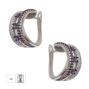 Cercei argint eleganti cu zirconiu mov  Thia