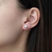 Cercei argint mici rotunzi Lya crystals