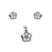 Set argint floare cu zirconii Floris