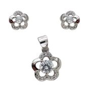 Set argint floare cu zirconii Floris