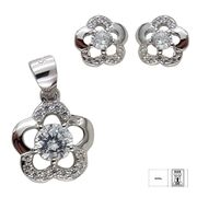 Set argint floare cu zirconii Floris