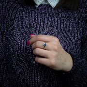 Inel argint lacrima mov Thia marimea 53