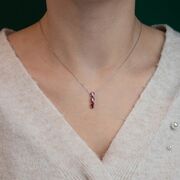 Lant argint elegant cu zirconii rosii Thia