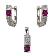 Set argint elegant fucsia Thia