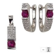 Set argint elegant fucsia Thia